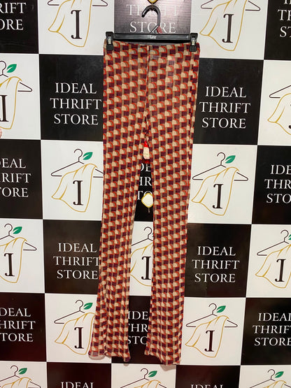 ZARA |M| WAIST 25| B35| VINTAGE RETRO GEOMETRIC PRINT LEGGINGS / HIGH-STREET FLARED MESH PANTS