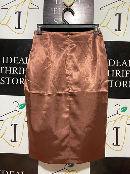 MESHKI |S| WAIST 26| B35| LUXE SATIN MIDI SKIRT / ELEGANT HIGH-STREET GLAM STRAIGHT SKIRT