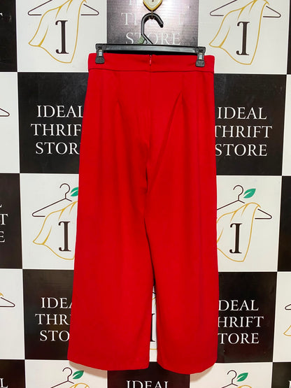 ALLY |M| WAIST 28| B35| VIBRANT CHILI RED WIDE-LEG CULOTTES / STATEMENT HIGH-STREET FLARED PANTS