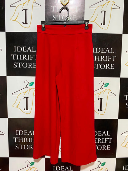 ALLY |M| WAIST 28| B35| VIBRANT CHILI RED WIDE-LEG CULOTTES / STATEMENT HIGH-STREET FLARED PANTS