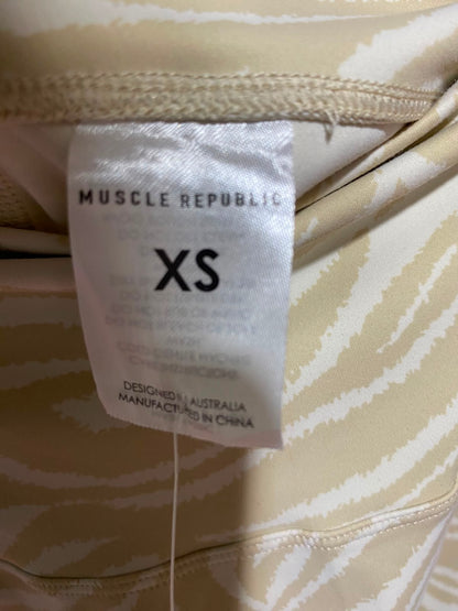 MUSCLE REPUBLIC |XS| WAIST 19| B35| LUXE CROSSOVER WAISTBAND LEGGINGS / HIGH-STRETCH ANIMAL ZEBRA PRINT ACTIVE PANTS