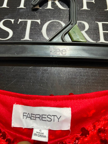 FAERIESTY |S| WAIST 26| B37| GLAMOROUS RED SEQUIN WIDE-LEG PANTS / PREMIUM HIGH-STREET STATEMENT PARTY TROUSERS