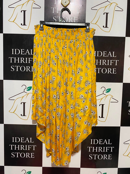 COUNTRY ROAD |M| WAIST 28| B35| BOHEMIAN MUSTARD YELLOW FLORAL MIDI SKIRT