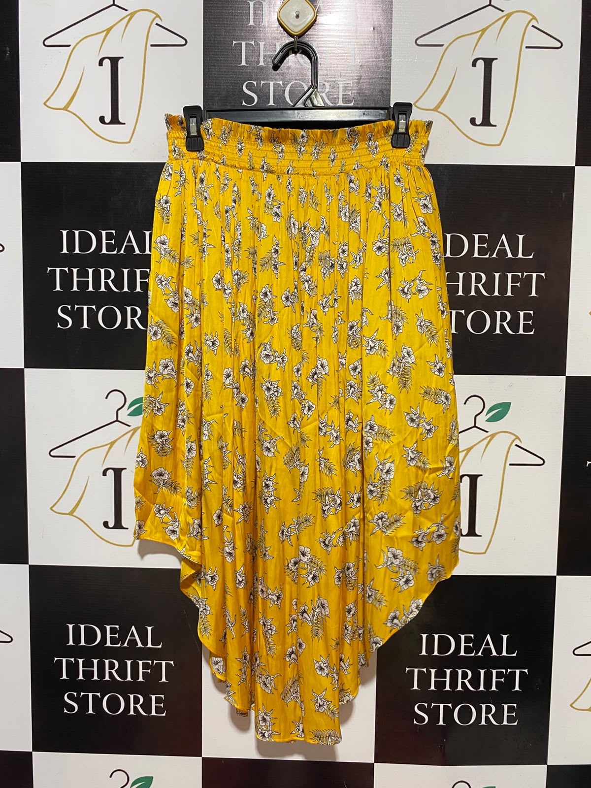 COUNTRY ROAD |M| WAIST 28| B35| BOHEMIAN MUSTARD YELLOW FLORAL MIDI SKIRT