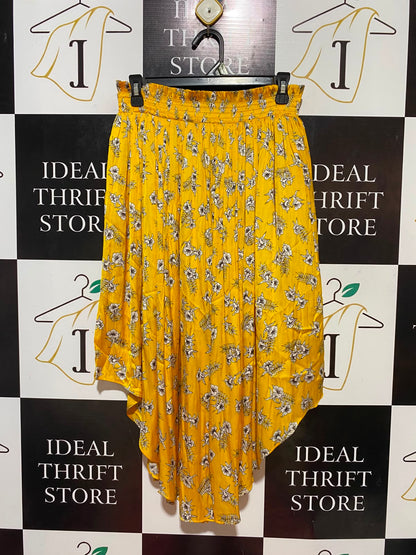 COUNTRY ROAD |M| WAIST 28| B35| BOHEMIAN MUSTARD YELLOW FLORAL MIDI SKIRT