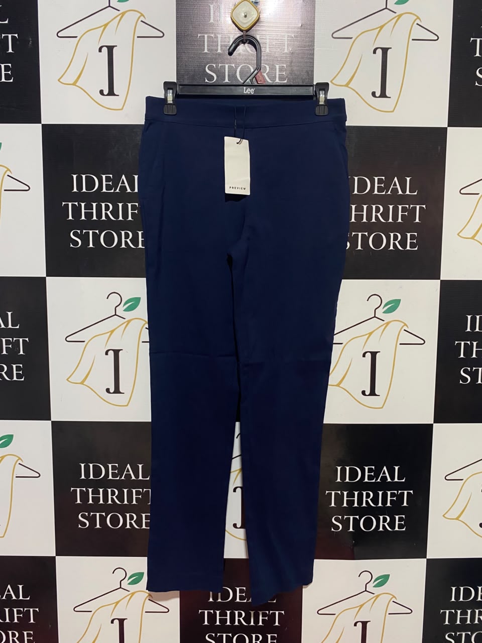 PREVIEW |M| WAIST 28| B35| PREVIEW ANKLE-LENGTH NAVY SLIM TROUSERS / CHIC HIGH-STREET STRETCH PANTS