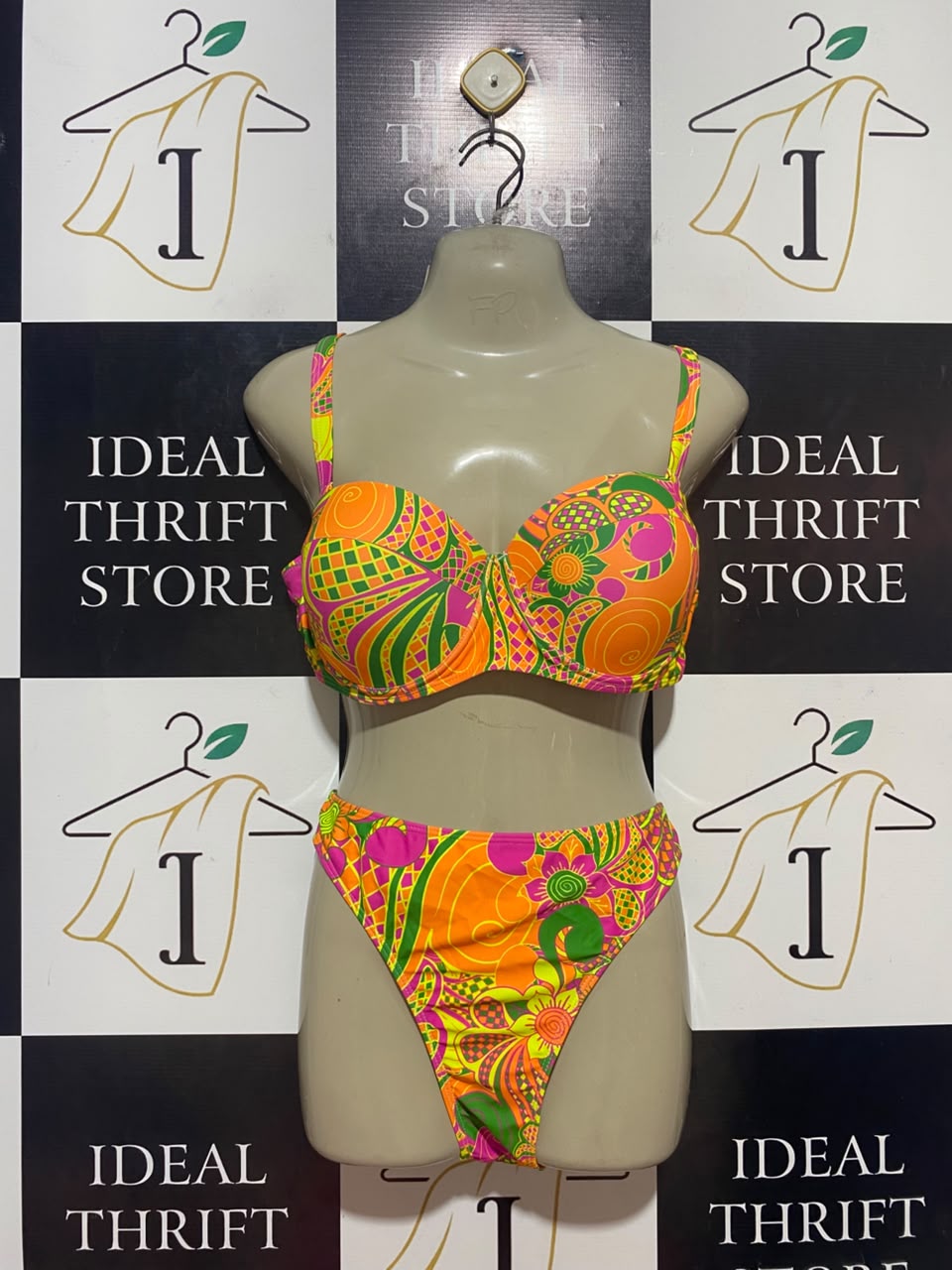 |XL| B35| VIBRANT RETRO PSYCHEDELIC PRINT TWO-PIECE BIKINI SET