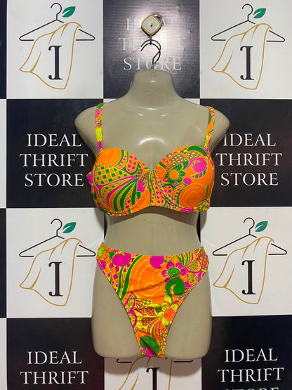 |XL| B35| VIBRANT RETRO PSYCHEDELIC PRINT TWO-PIECE BIKINI SET