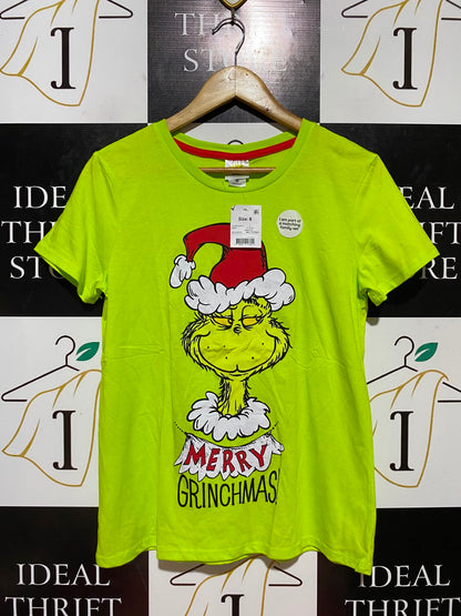 THE GRINCH |S| BUST 18| B35| "MERRY GRINCHMAS" NEON GREEN CHRISTMAS T-SHIRT