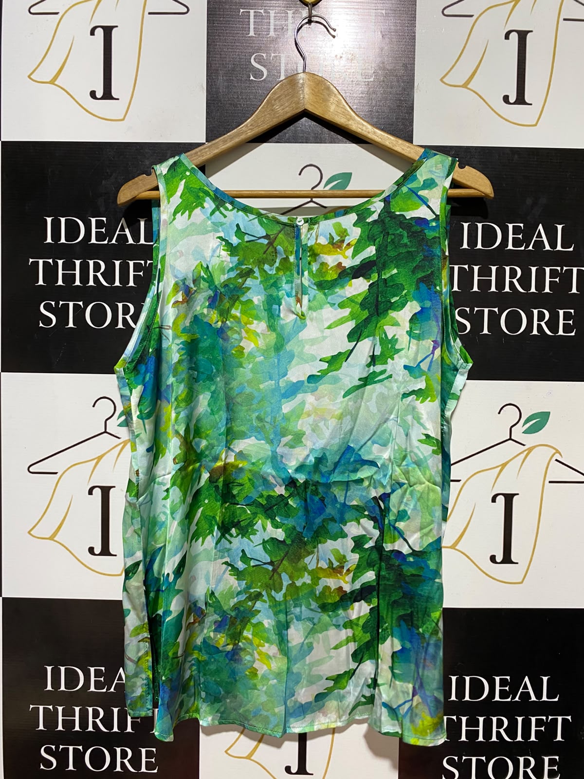 CAROLINE |M| BUST 21| B35| LUSH ABSTRACT WATERCOLOUR FLORAL SLEEVELESS BLOUSE