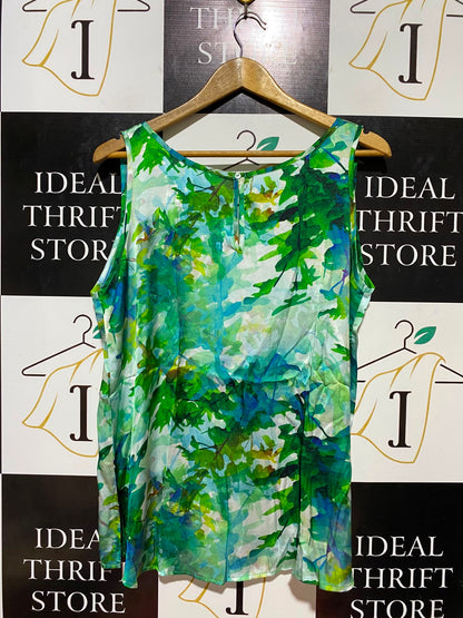 CAROLINE |M| BUST 21| B35| LUSH ABSTRACT WATERCOLOUR FLORAL SLEEVELESS BLOUSE