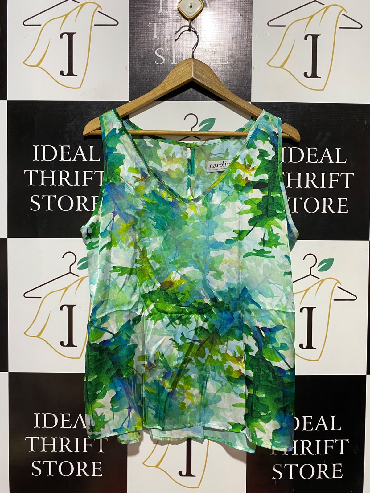CAROLINE |M| BUST 21| B35| LUSH ABSTRACT WATERCOLOUR FLORAL SLEEVELESS BLOUSE