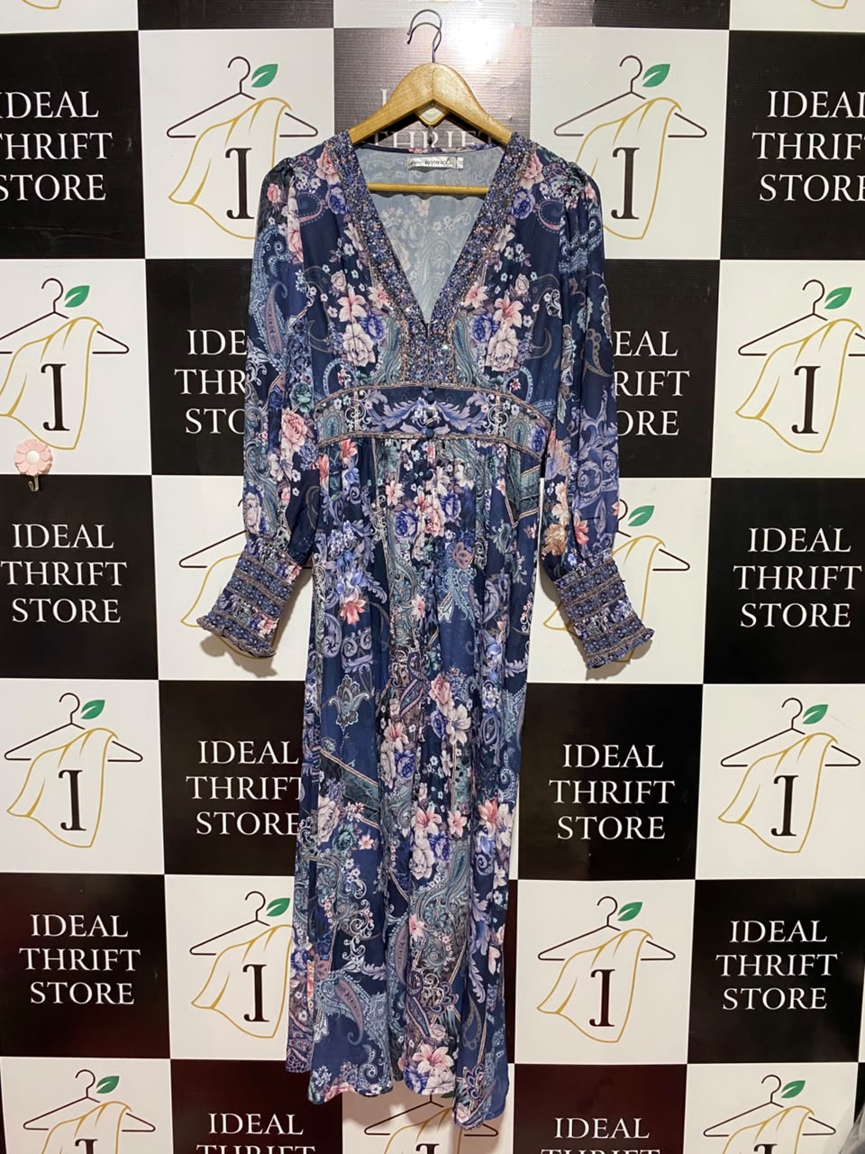 VINE APPAREL |M| BUST 18| B35| ORNATE PAISLEY FLORAL MAXI DRESS