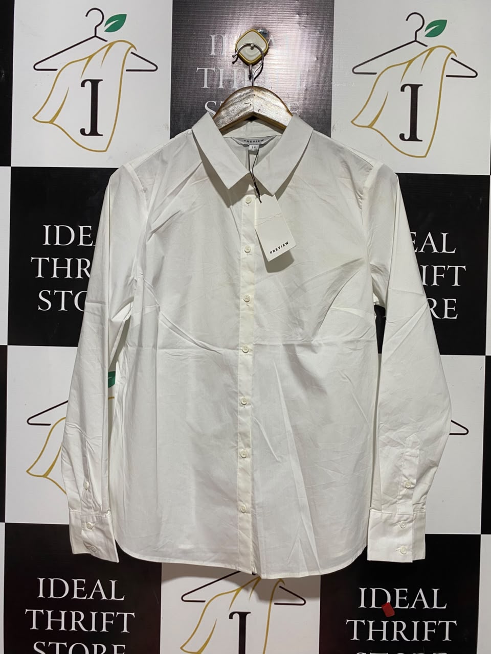 PREVIEW |L| BUST 20| B35| WOMEN'S CLASSIC WHITE LONG SLEEVE BUTTON-DOWN SHIRT