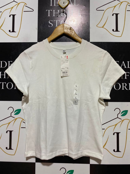 UNIQLO |L| BUST 18| B35| WOMEN'S CLASSIC CREW NECK WHITE SHORT SLEEVE T-SHIRT