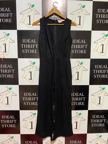 SHOWPO |S| BUST 15| B35| WOMEN'S SLEEVELESS V-NECK SLEEK BLACK WIDE-LEG JUMPSUIT