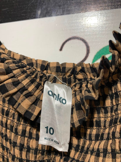 ANKO |S| BUST 15| B35| WOMEN'S BROWN AND BLACK GINGHAM CHECKERED SMOCKED LONG SLEEVE MAXI DRESS