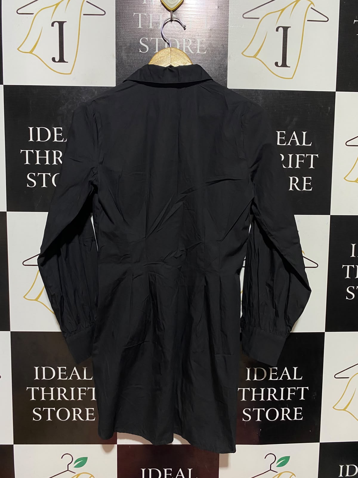 DAZIE |S| BUST 18| B35| WOMEN'S CLASSIC BLACK LONG SLEEVE BUTTON-DOWN SHIRT DRESS
