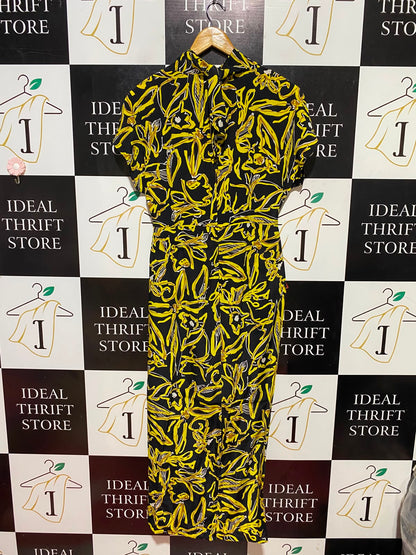 DIANE |M| BUST FREE| B35| VON FURSTENBERG WOMEN'S ABSTRACT FLORAL PRINT CAP SLEEVE MIDI DRESS