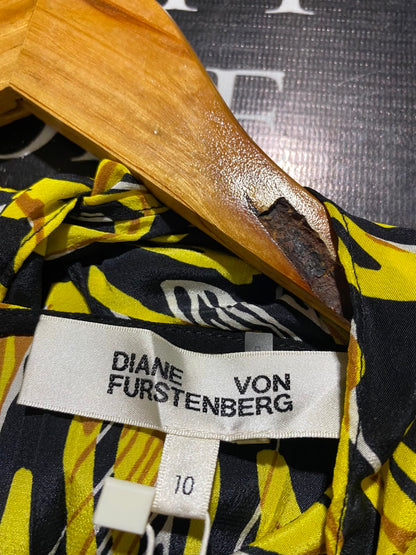 DIANE |M| BUST FREE| B35| VON FURSTENBERG WOMEN'S ABSTRACT FLORAL PRINT CAP SLEEVE MIDI DRESS