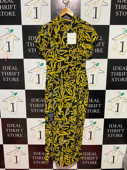 DIANE |M| BUST FREE| B35| VON FURSTENBERG WOMEN'S ABSTRACT FLORAL PRINT CAP SLEEVE MIDI DRESS