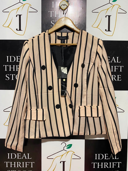 ERMIS |L| BUST 20| B35| WOMEN'S STRIPED DOUBLE-BREASTED CROPPED BLAZER JACKET
