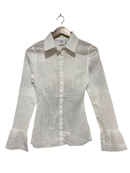 PRINCESS POLLY |S| BUST 16| B35| WHITE TEXTURED CRINKLE BUTTON-DOWN SHIRT