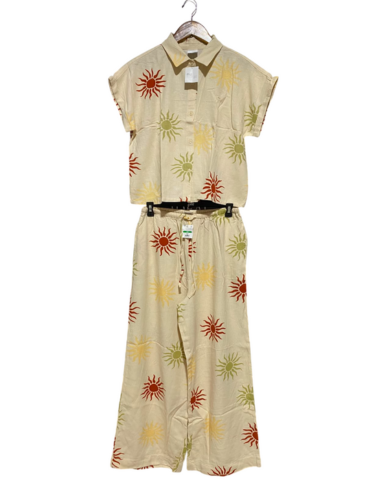 MISS MANGO |M| B35| WOMEN'S BEIGE SUN PRINT 2-PIECE CO-ORD SET