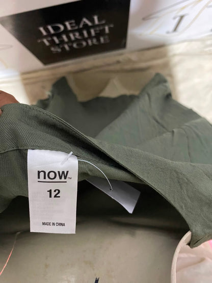 NOW |M| BUST 20| B35| WOMEN'S LACE-UP FRONT LONG SLEEVE BLOUSE IN OLIVE GREEN