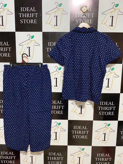 B COLLECTION |M| B35| WOMEN'S 2-PIECE GLITTER SHIMMER LOUNGEWEAR SET WITH LONG ROBE AND PANTS IN ROYAL BLUE