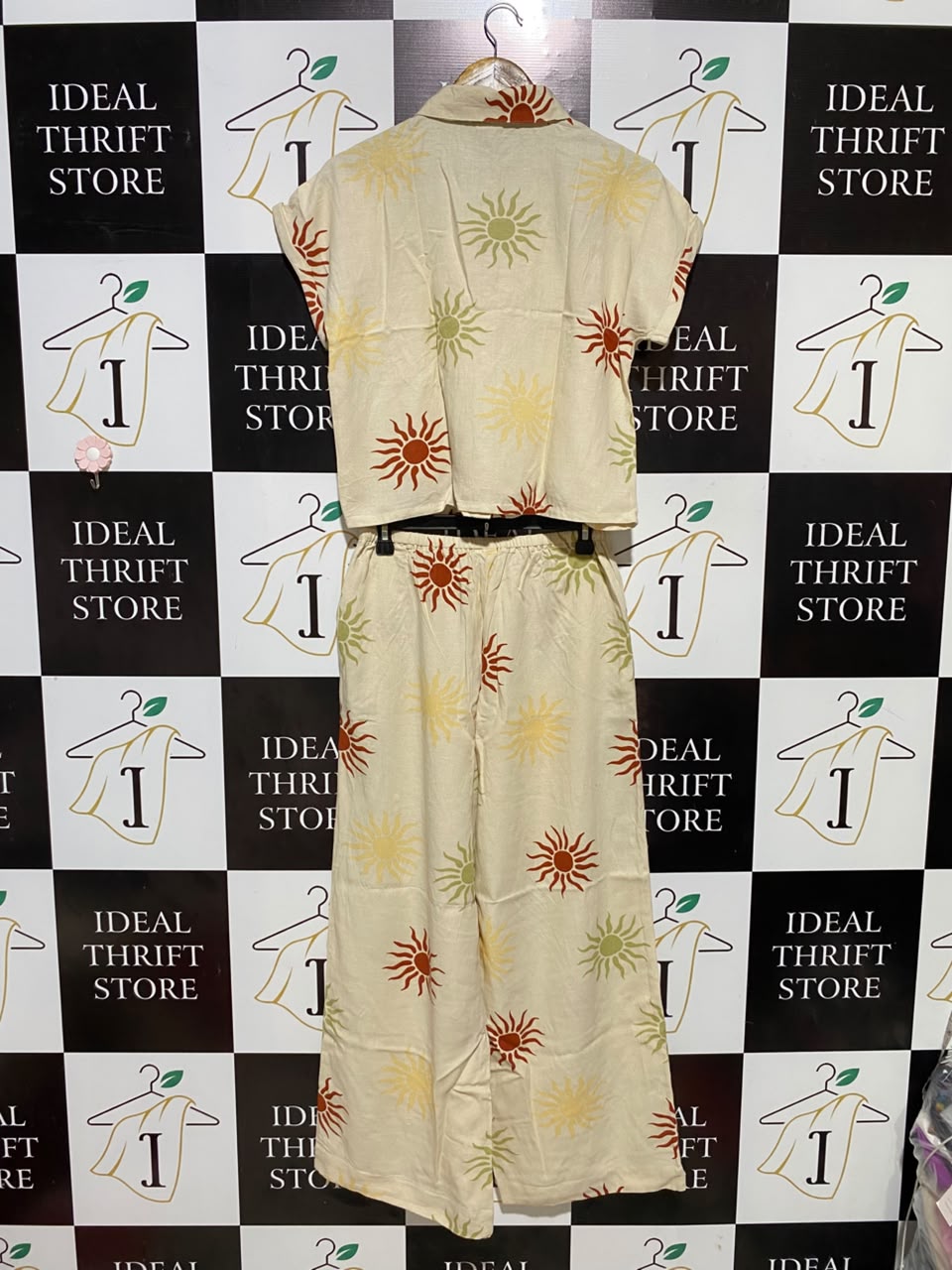 MISS MANGO |M| B35| WOMEN'S BEIGE SUN PRINT 2-PIECE CO-ORD SET