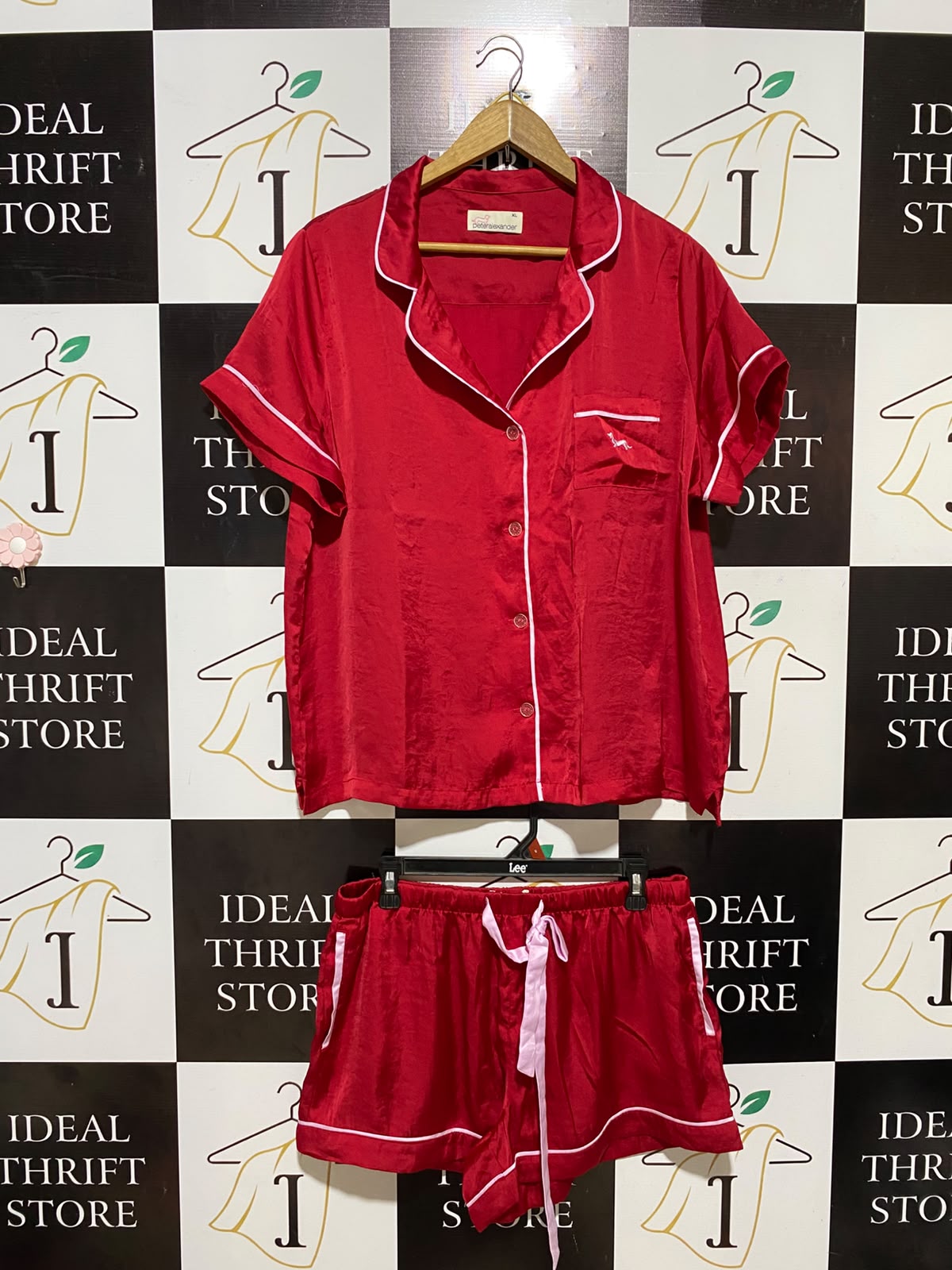 PETERALEXANDER |XL| B35| RED SATIN 2-PIECE SLEEPWEAR PYJAMA SET