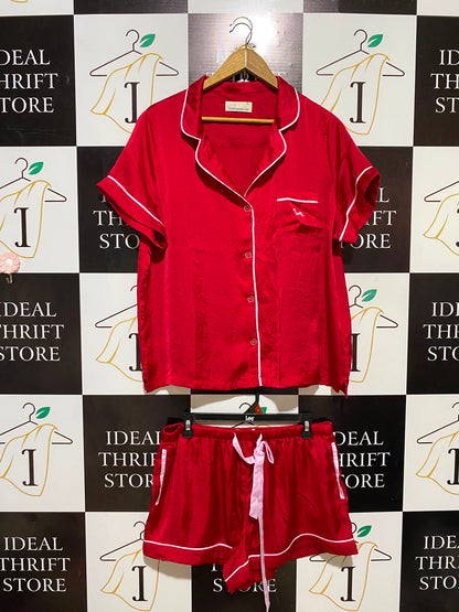 PETERALEXANDER |XL| B35| RED SATIN 2-PIECE SLEEPWEAR PYJAMA SET