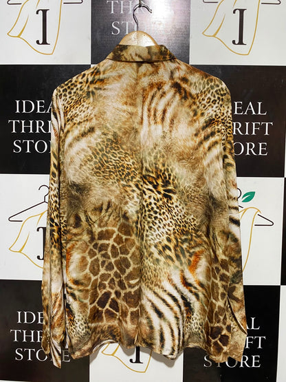 MARCIANO |XL| BUST 22| B35| LUXURY ANIMAL MULTI-PRINT BUTTON-DOWN SHIRT