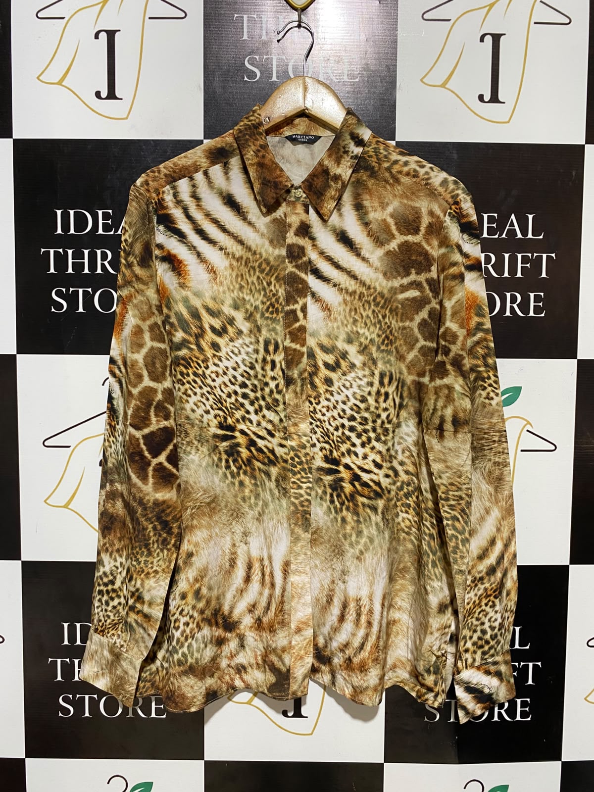 MARCIANO |XL| BUST 22| B35| LUXURY ANIMAL MULTI-PRINT BUTTON-DOWN SHIRT