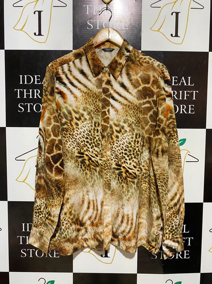 MARCIANO |XL| BUST 22| B35| LUXURY ANIMAL MULTI-PRINT BUTTON-DOWN SHIRT
