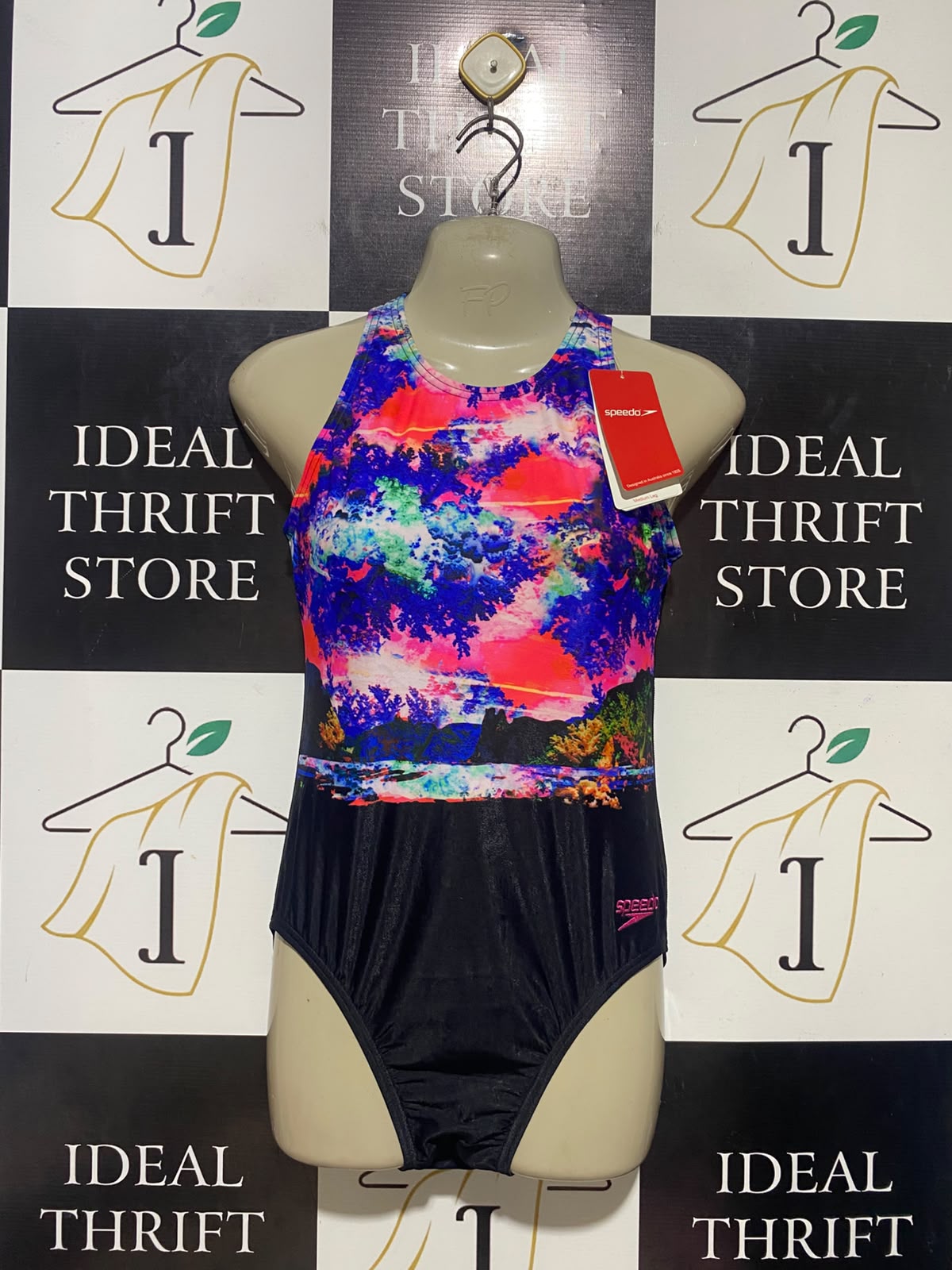 SPEEDO |S| BUST 16| B35| VIBRANT MULTICOLOR PRINTED ATHLETIC SWIMSUIT