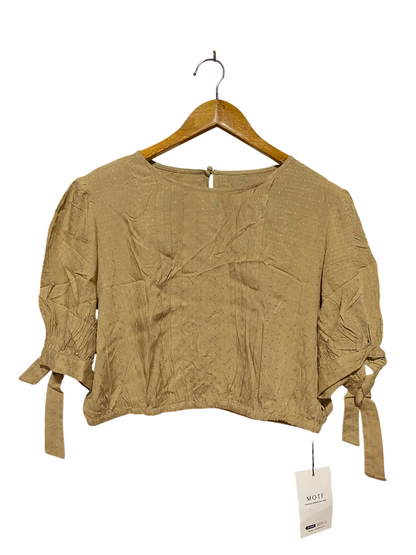 SHEIN MOTF |M| BUST 20| B36| BEIGE SWISS DOT TIE-SLEEVE TOP