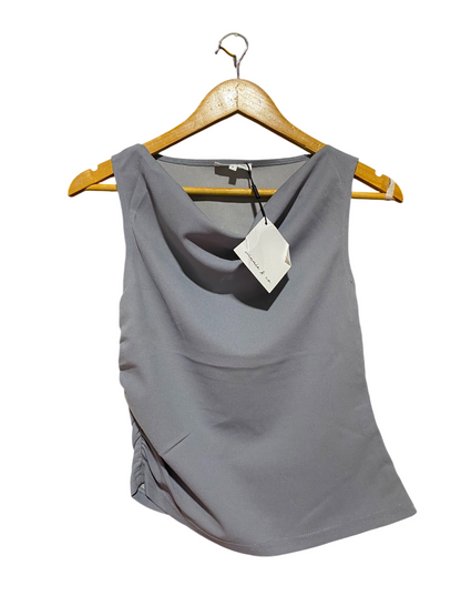 WINNIE & CO |S| BUST 15| B36| GREY DRAPED COWL-NECK SLEEVELESS TOP