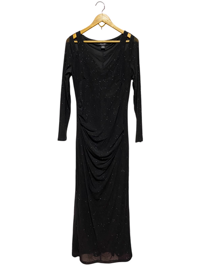 CANDOLATE |M| BUST 18| B36| BLACK GLITTERY COLD-SHOULDER MAXI DRESS