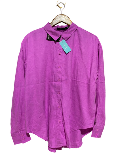 SPORTS GIRL |XL| BUST 23| B36| MAGENTA PURPLE LINEN RICH LONG-SLEEVE BUTTON-DOWN SHIRT