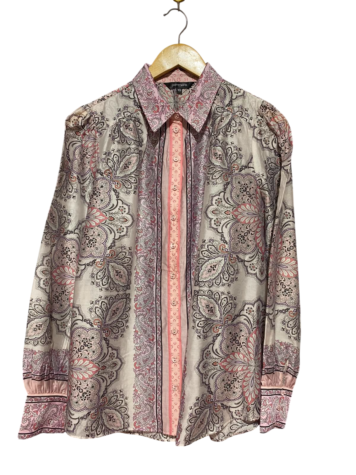 PORTMANS |L| BUST 21| B36| PAISLEY PRINT LONG-SLEEVE BUTTON-DOWN BLOUSE