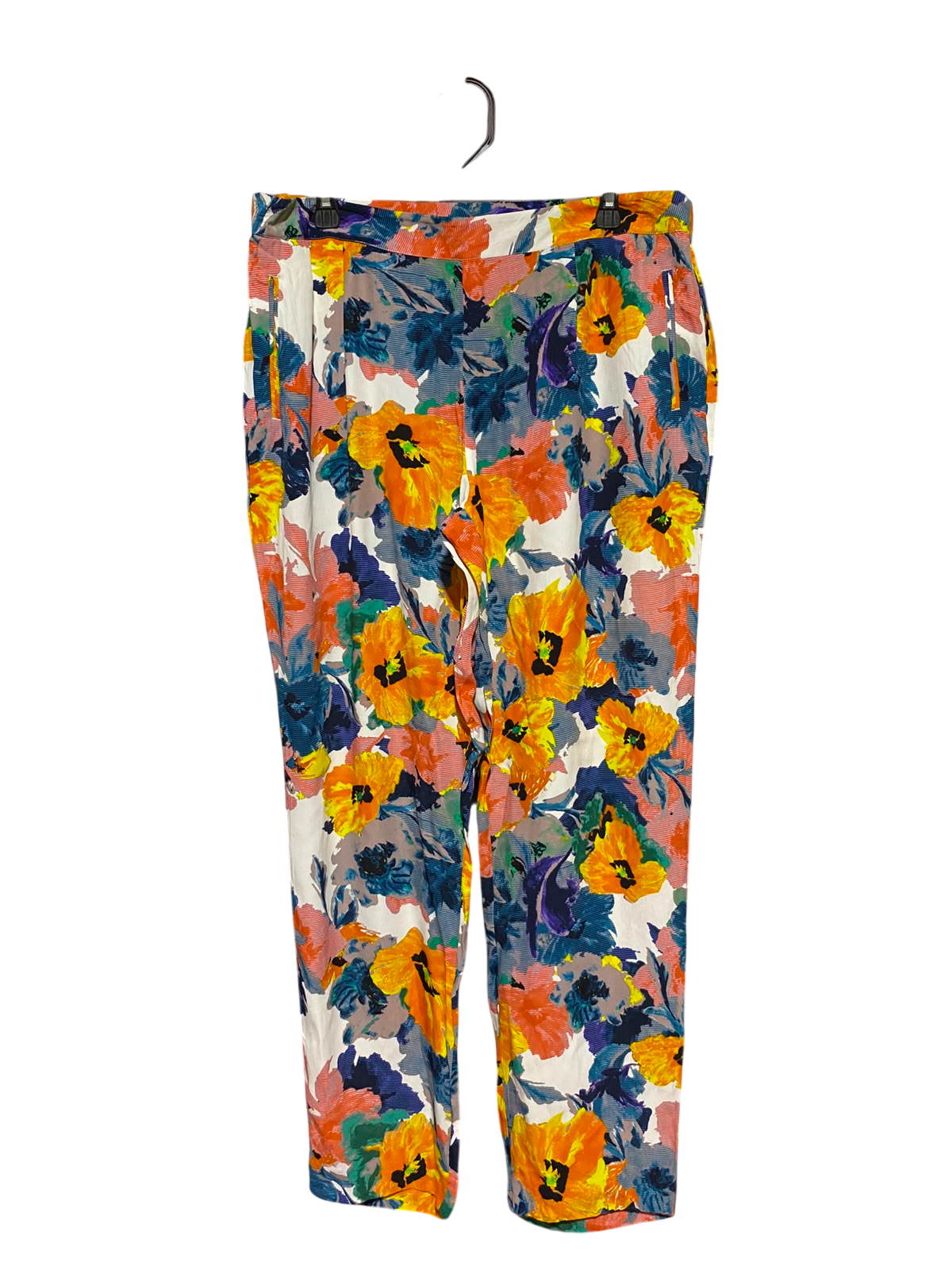 |XXL| WAIST 35| B36| VIBRANT FLORAL PRINT STATEMENT TROUSERS - MULTICOLOR