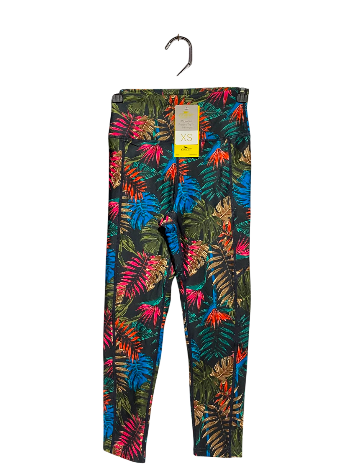 CRANE |XS| WAIST 24| B36| WOMEN'S HIGH-RISE TROPICAL PRINT 7/8 FITNESS LEGGINGS