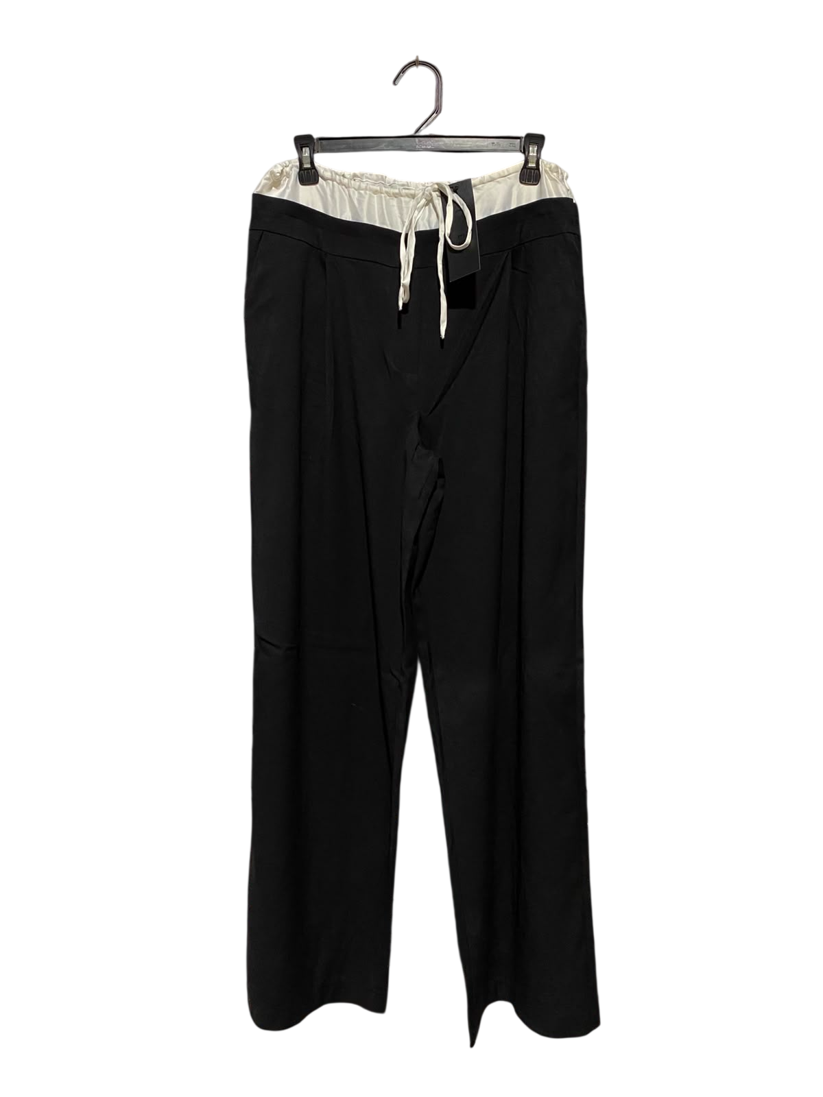 LIONESS |L| WAIST 30| B36| HIGH-WAISTED WIDE-LEG TROUSERS WITH CONTRAST DRAWSTRING WAISTBAND