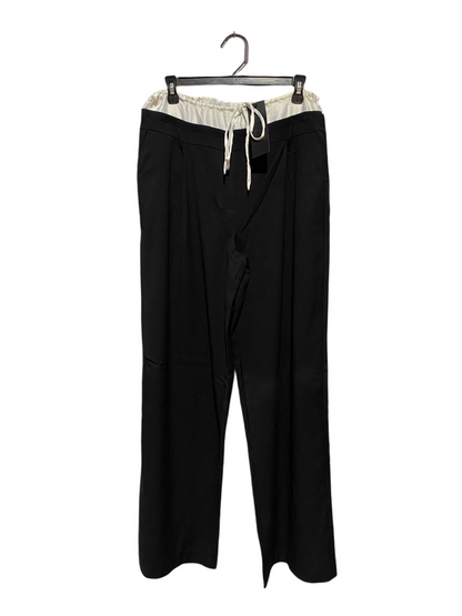 LIONESS |L| WAIST 30| B36| HIGH-WAISTED WIDE-LEG TROUSERS WITH CONTRAST DRAWSTRING WAISTBAND