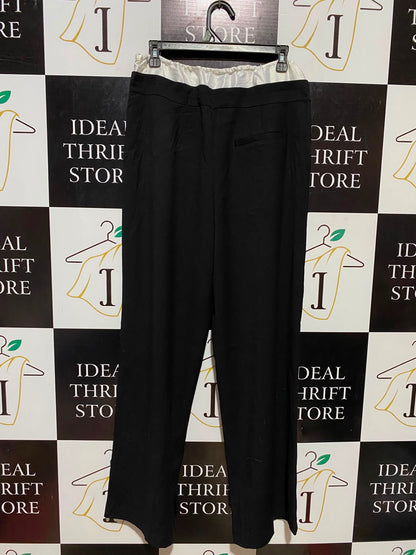 LIONESS |L| WAIST 30| B36| HIGH-WAISTED WIDE-LEG TROUSERS WITH CONTRAST DRAWSTRING WAISTBAND