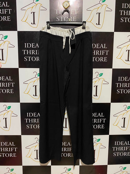 LIONESS |L| WAIST 30| B36| HIGH-WAISTED WIDE-LEG TROUSERS WITH CONTRAST DRAWSTRING WAISTBAND