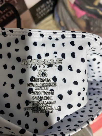 MUSCLE |XS| WAIST 22| B36| HIGH-WAISTED POLKA DOT BIKE SHORST WITH SIDE POCKETS