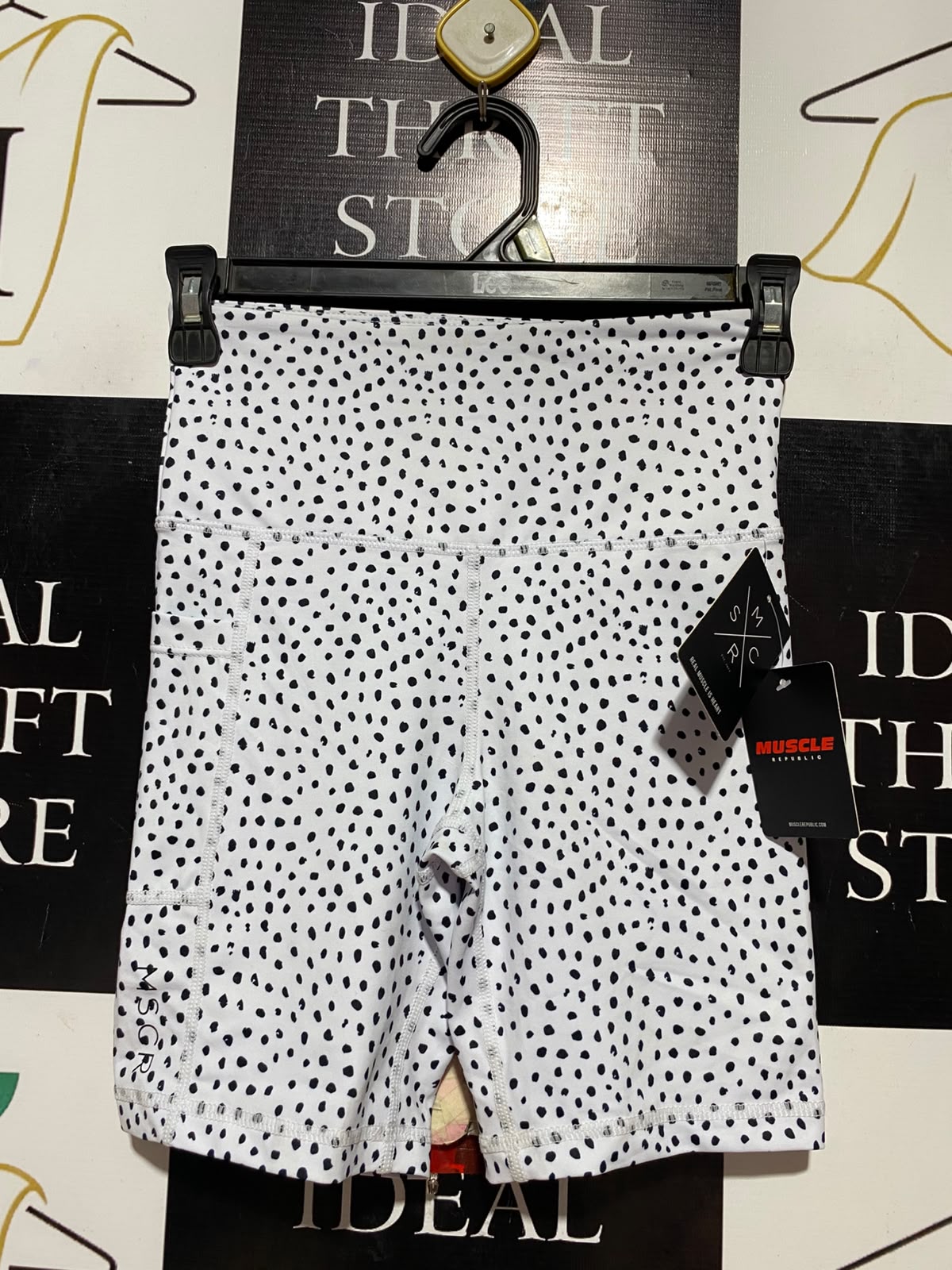 MUSCLE |XS| WAIST 22| B36| HIGH-WAISTED POLKA DOT BIKE SHORST WITH SIDE POCKETS
